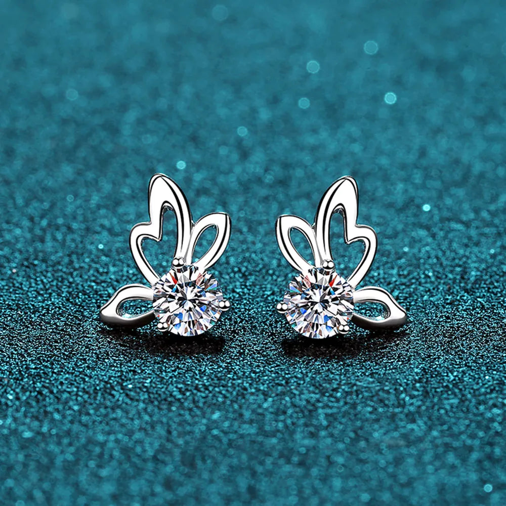 1 Carat Moissanite Butterfly Shape Earrings 2
