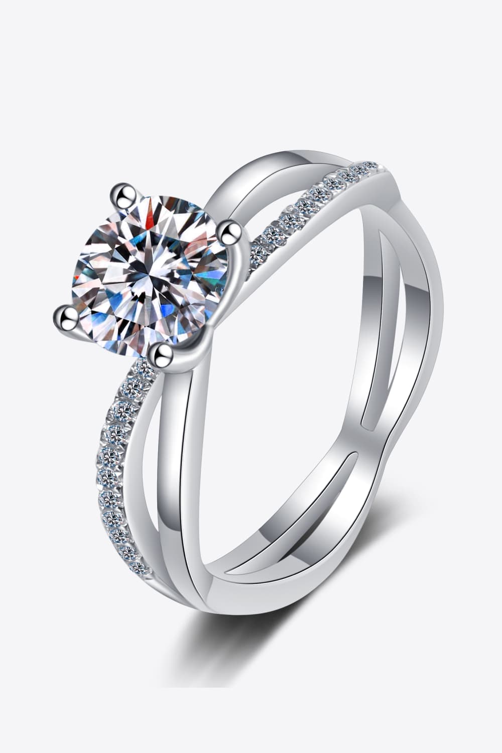 1 Carat Moissanite Crisscross Split Shank Ring 5