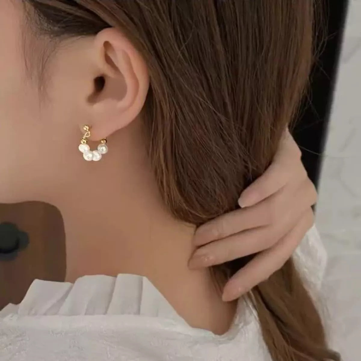 Freshwater Pearl Hoop Earrings 3