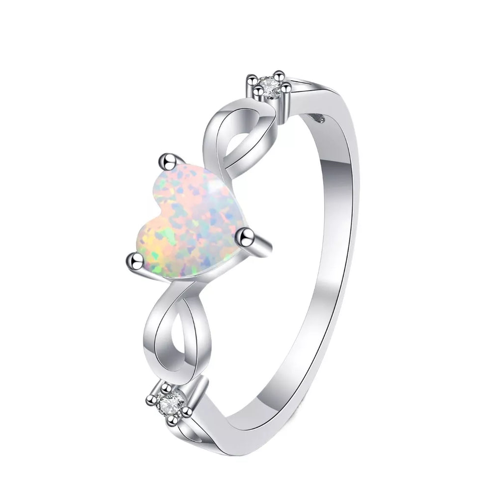 925 Sterling Silver Zircon Heart Ring 8