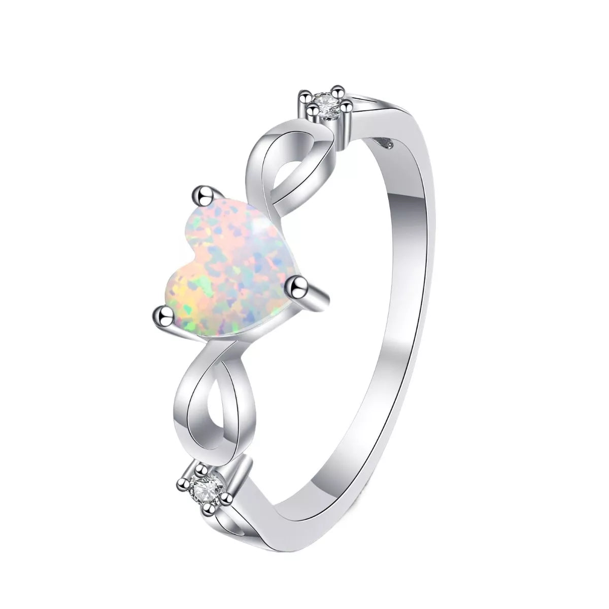 925 Sterling Silver Zircon Heart Ring 8