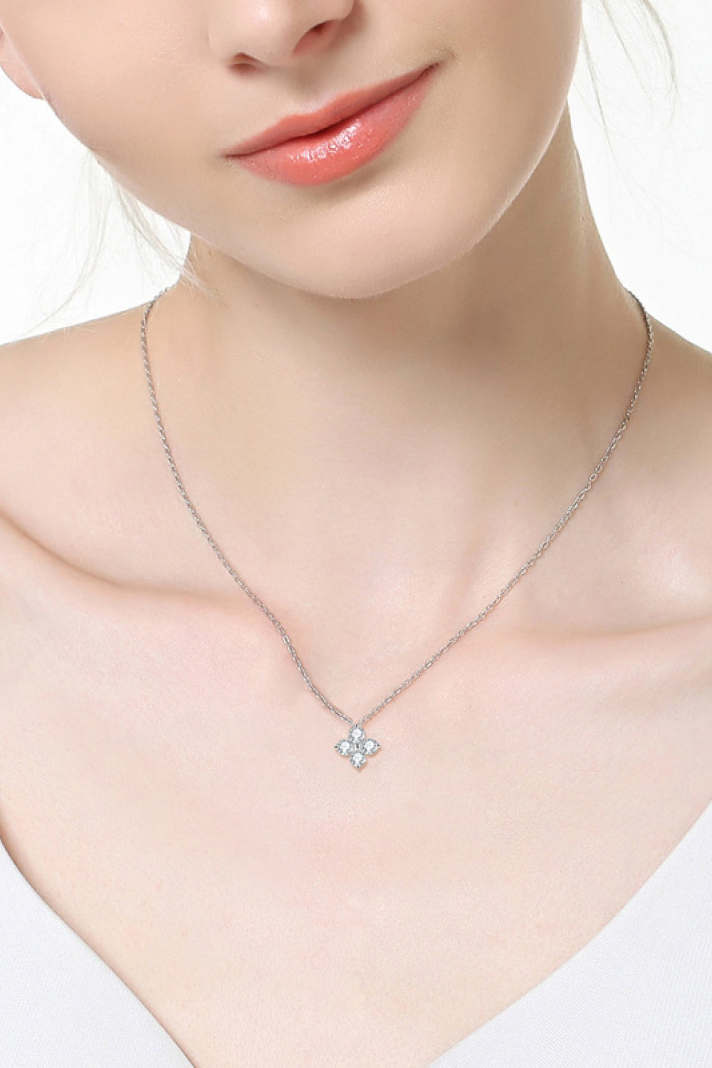 Moissanite Four Leaf Clover Pendant Necklace 5