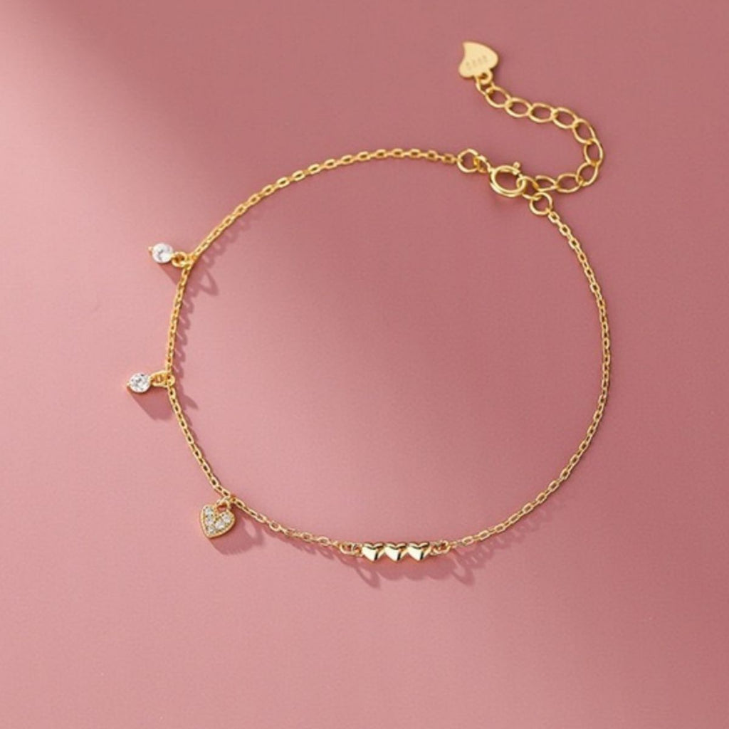 Heart Charm 925 Sterling Silver Bracelet 6