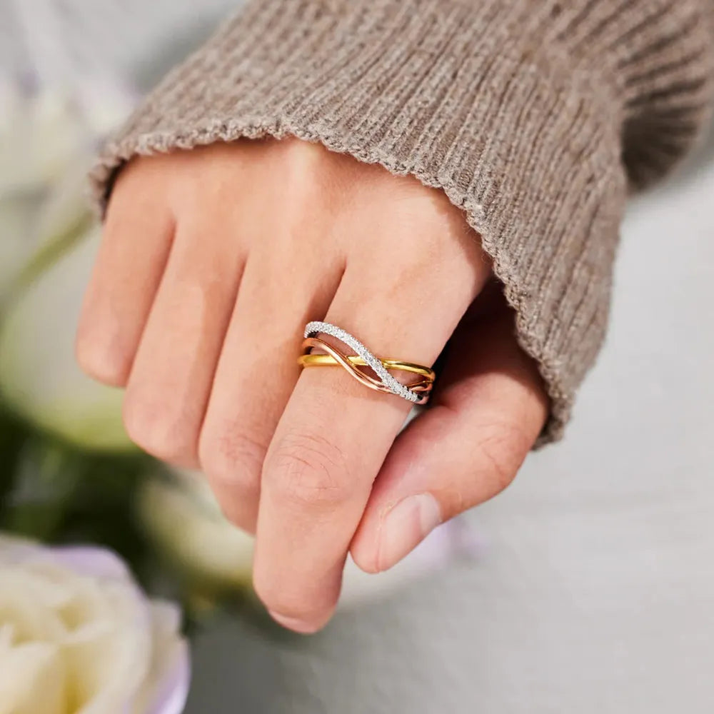 Crisscross Gold Plated 925 Sterling Silver Ring 4