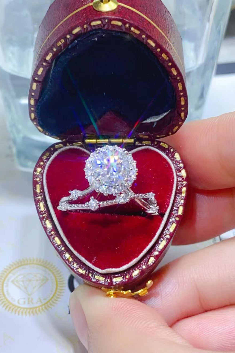 1 Carat Moissanite Platinum-Plated Ring 2