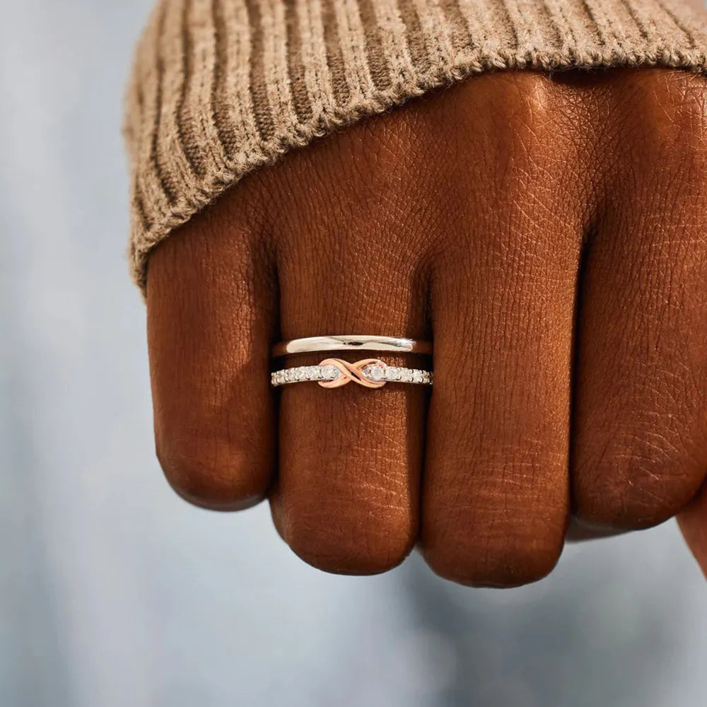 Double-Layered Zircon 925 Sterling Silver Ring 1