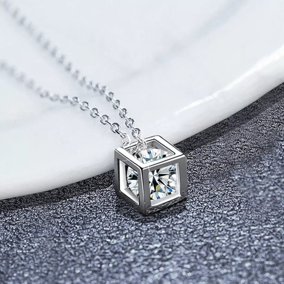 925 Sterling Silver Moissanite Pendant Necklace 3