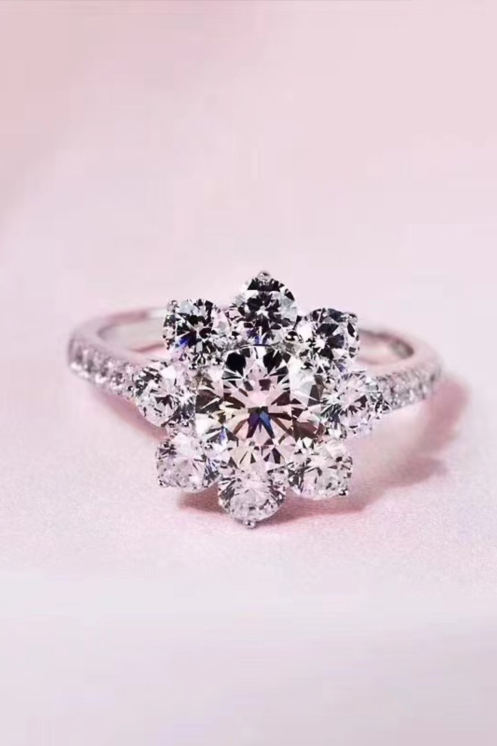 1 Carat Moissanite Flower Ring 3
