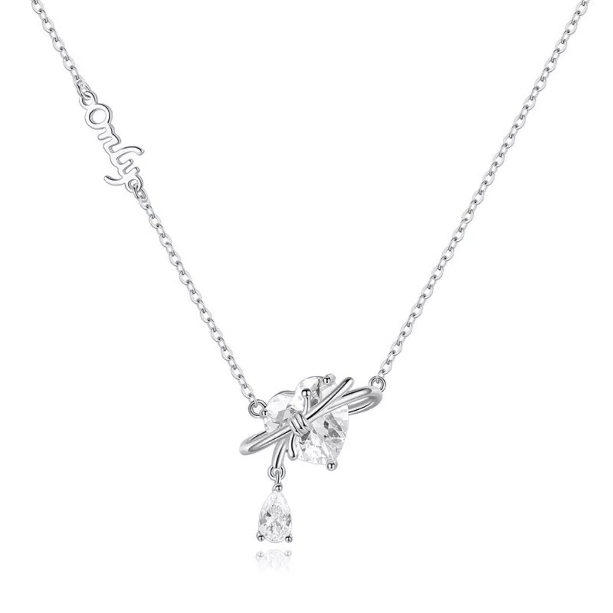 925 Sterling Silver Zircon Heart Necklace 5