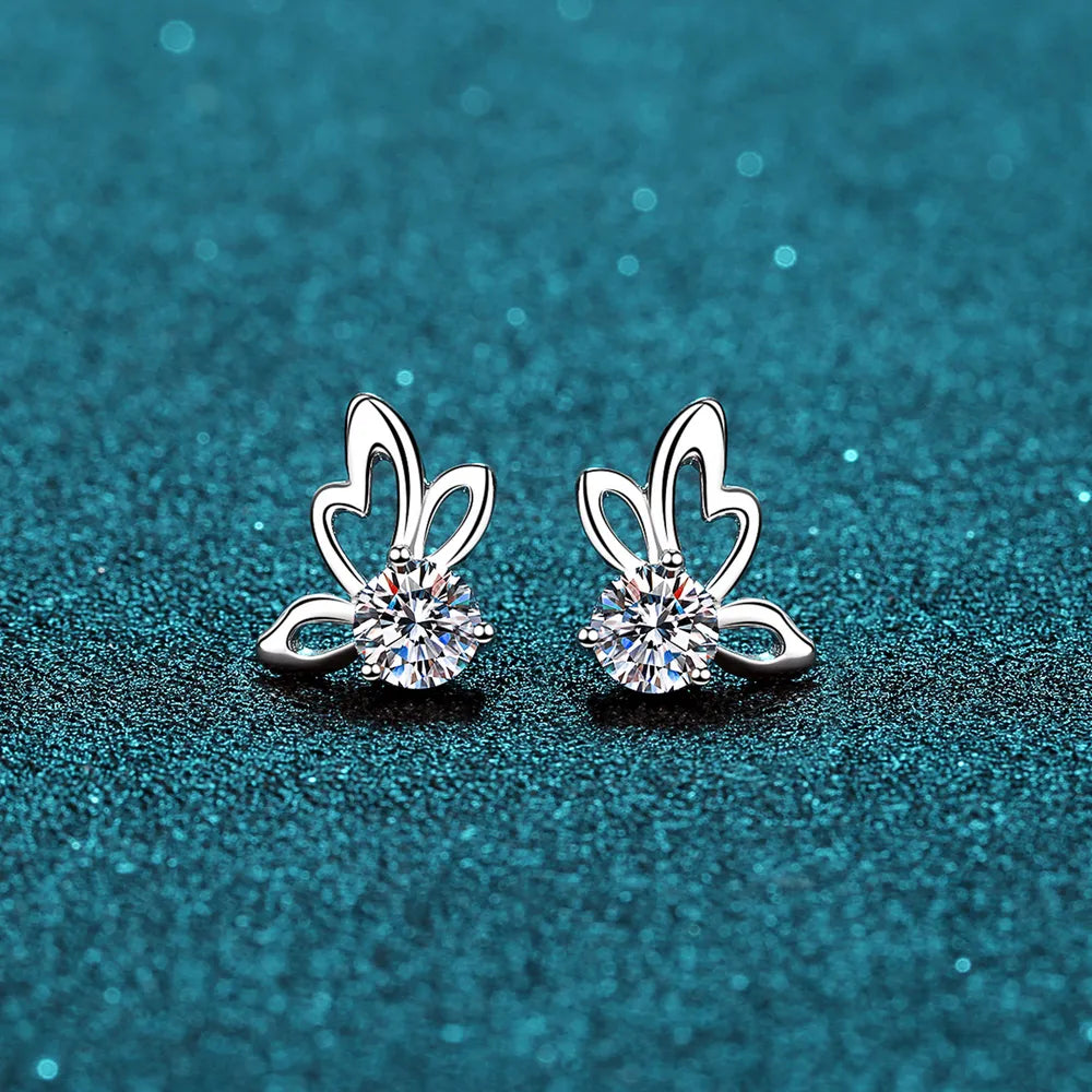 1 Carat Moissanite Butterfly Shape Earrings 3
