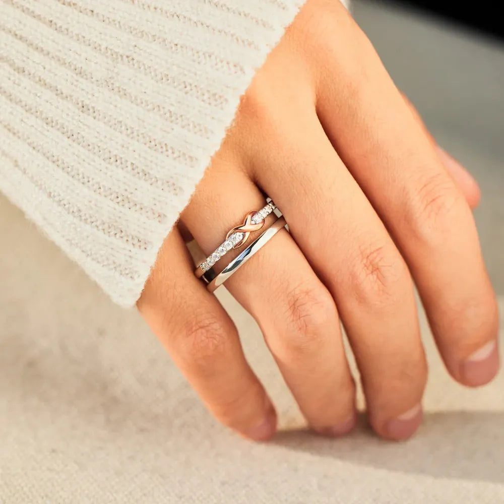 Double-Layered Zircon 925 Sterling Silver Ring 6