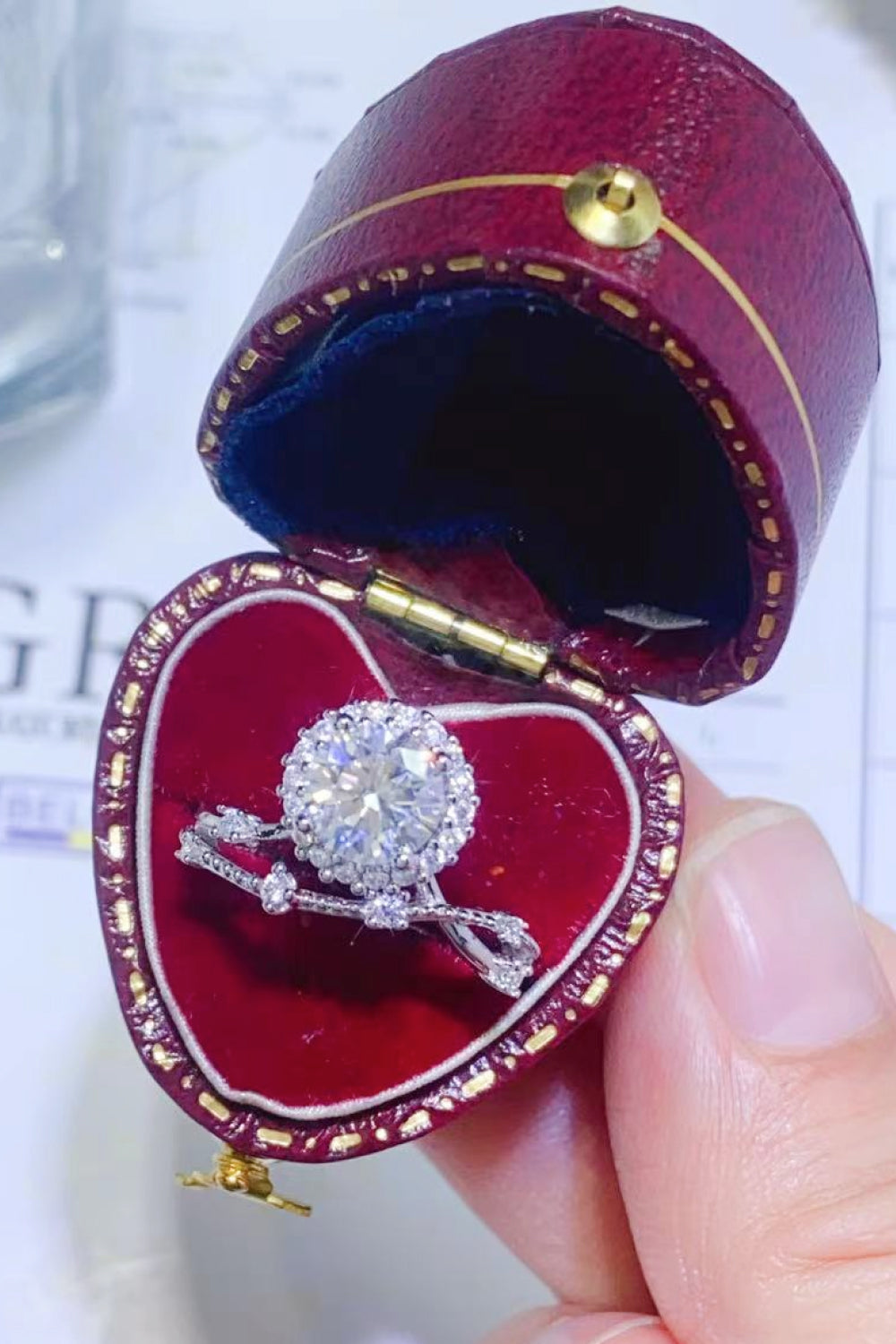 1 Carat Moissanite Platinum-Plated Ring 3