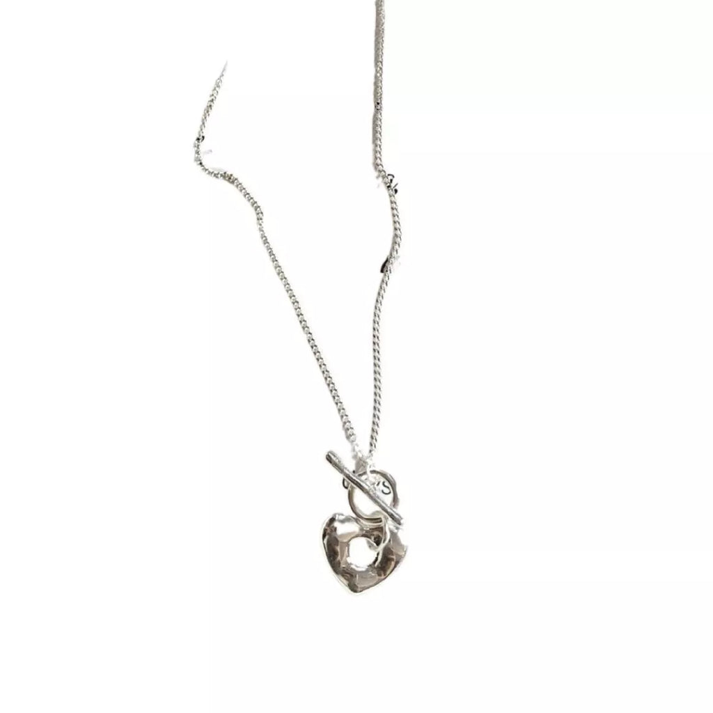 925 Sterling Silver Heart Toggle Clasp Necklace 6