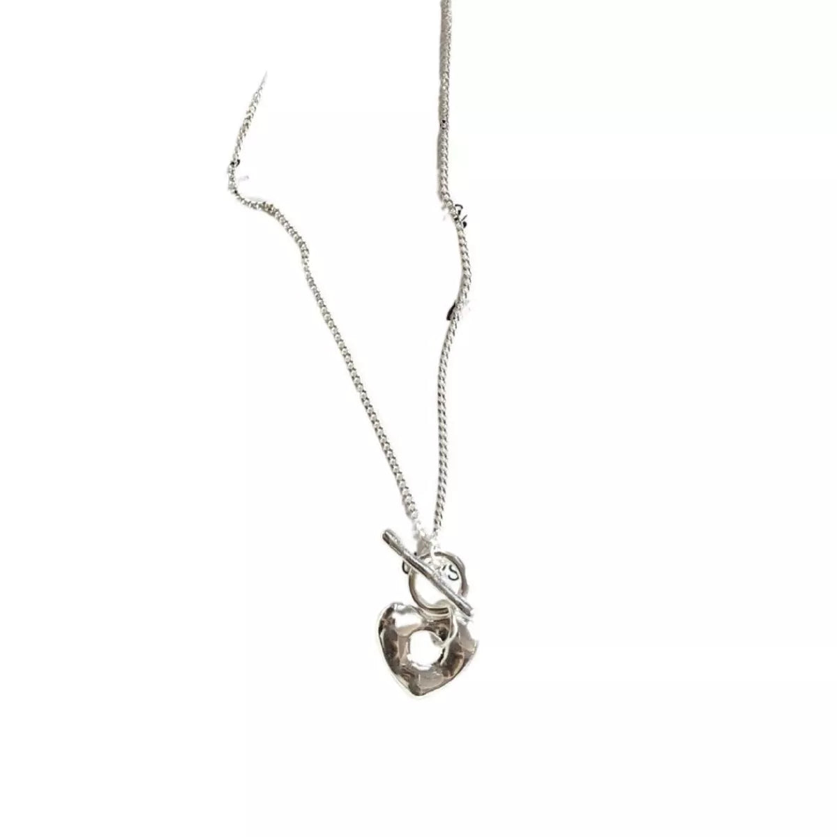 925 Sterling Silver Heart Toggle Clasp Necklace 6
