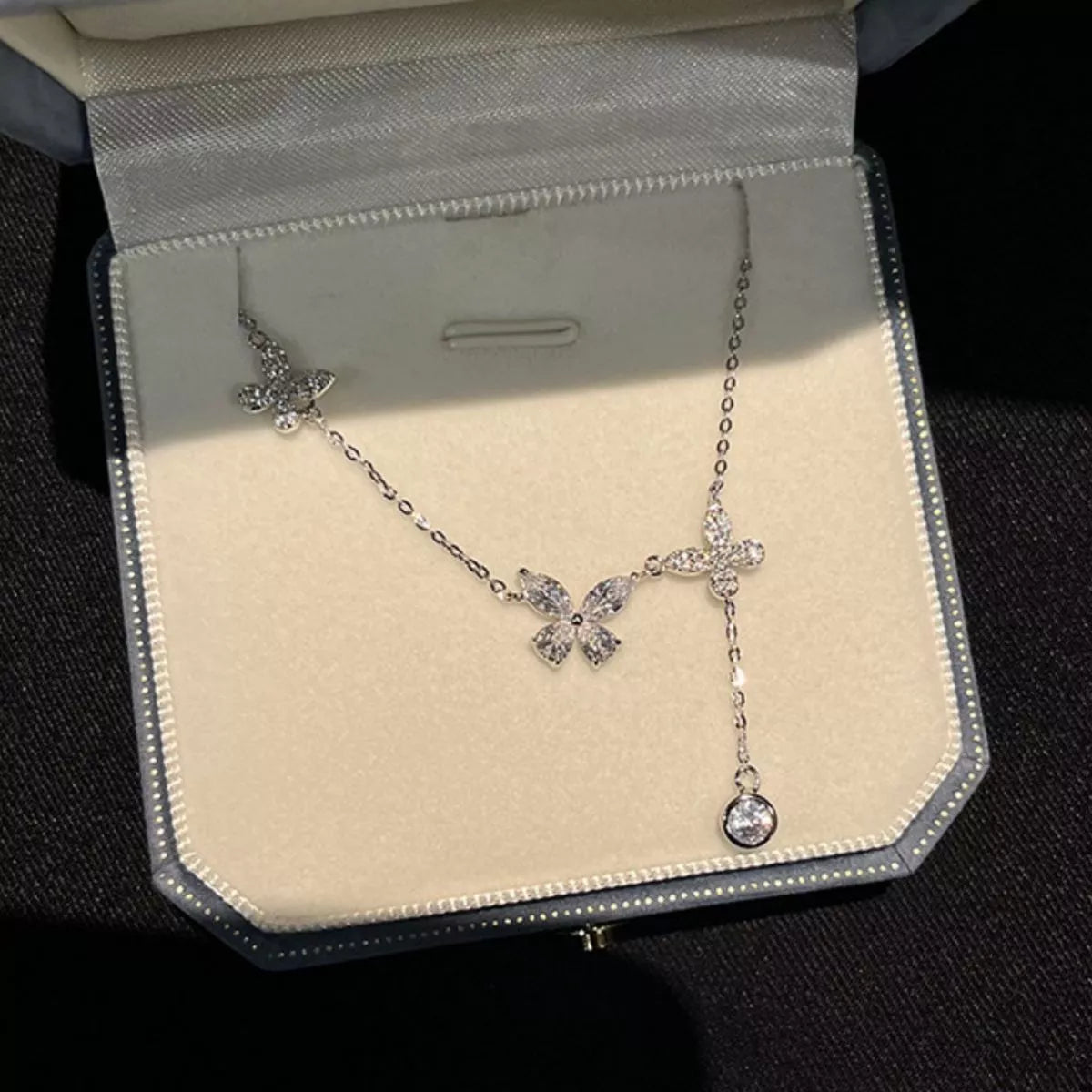 925 Sterling Silver Zircon Butterfly Necklace 1